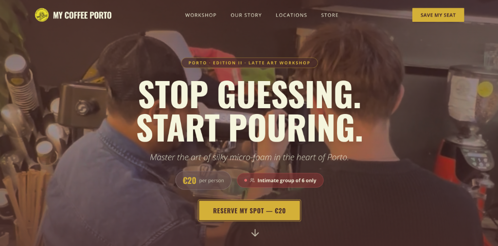 My Coffee Porto — specialty coffee workshop website and brand identity in Porto, Portugal